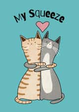 Cute Valentine's Day Card - My Squeeze - Hugging Cats created by suzcreate