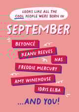 Fun Birthday Card - September Birthday - Cool People created by PaperPaper