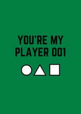 Funny Valentine's Day Card - Squid Game - Player 001 created by Amy (Hedgecards)