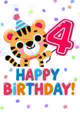 Cute Birthday Card - 4th - Tiger created by What She Said