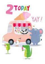 Cute Birthday Card - 2nd - Animals Ice Cream Van created by Sarah Pitt