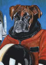 Cute Birthday Card for Space and Dog Lover - Boxer Dog Astronaut created by Beth K Crane