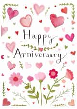 Pretty Anniversary Card - Hearts And Flowers created by Love Lucy Illustration