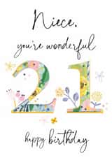 Traditional Birthday Card - 21st - Wonderful Niece created by Katie Phythian Design