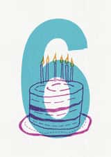 Fun birthday card - 6 years old - birthday cake with candles created by London Road Designs