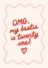 Classic Birthday Card - 21st - Bestie created by BW Illustrations