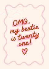 Classic Birthday Card - 21st - Bestie created by BW Illustrations