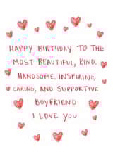 Heartfelt Birthday Card - For Boyfriend - Hearts created by HCD Illustration