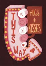 Cute Retro Hugs and Kisses Valentine’s Day Card for your Partner created by Odyssey of the Line Calligraphy