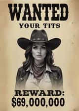 Cheeky Valentine's Day Card - For Her - Wanted Poster - Your Tits created by Salman Studio