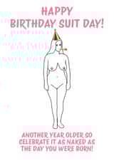 Birthday card - nude female - celebrate naked created by Berrimans Bare All