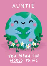 Cute Mother's Day card - For Auntie - Earth created by Sophie Kent Illustration