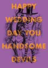Fun Wedding Card - Handsome Devils - Gay Couple created by OBJECTABLES