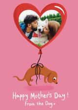 Personalised Mothers Day Photo Card created by Sophie Kent Illustration - Cute Mothers Day Card - From The Dog - Heart Balloon