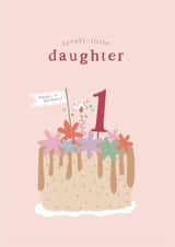 Cute 1st Birthday Card For A Lovely Daughter - Birthday Cake - First Birthday created by Too Wordy