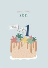 Cute 1st Birthday Card For A Lovely Son - Birthday Cake - First Birthday created by Too Wordy