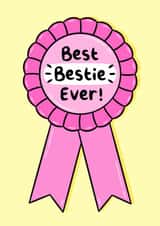 Cute Love & Friendship Card - Best Bestie Ever! - Badge created by Holly Murray Doodles