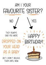 Funny Birthday Card - Sister/Brother - Birthday Flowchart created by The Merry Giraffe