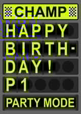 Classic F1 Pit Board Birthday Card For Family or Friends created by David Speed Design