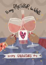 Fun Valentine's Day Card - For Partner In Wine - Galentine's Day created by Emma Hudson