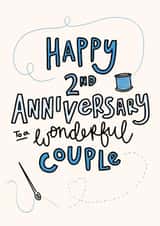 Cute Anniversary Card - 2nd Anniversary - Cotton created by Oops a doodle