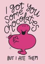 Funny Mr. Men Valentine’s Day/Anniversary Card - Mr. Greedy - Chocolates created by Mr. Men