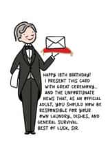 Funny Birthday Card - 18th - Butler created by Lyndsay Moon