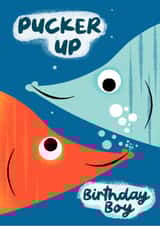 Funny Birthday Card - Fish - Pucker Up created by @simonwelchillustration