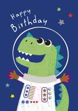 Cute Birthday Card - Dinosaur Astronaut created by Laura Darrington Design Ltd.
