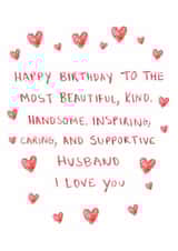 Heartfelt Birthday Card - For Husband - Hearts created by HCD Illustration