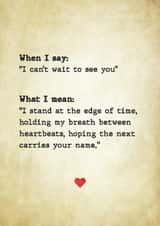 Traditional Valentine's Day Card - Poem - Can't Wait To See You created by Pottsy Prints