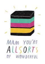 Cute Mother's Day Card - For Mam - Liquorice Allsorts Pun created by Alice Mole Illustration