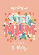 Pretty Birthday Card - Wonderful Step Mum created by The Pattern Press