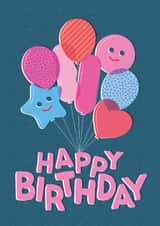 Cute Birthday Card For Friends & Family - Balloons - Happy Birthday created by Kiki