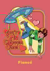 Funny Retro Alien Abduction Valentine's Day Card for Fiancé created by Danilo