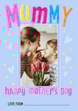 Personalised Mothers Day Photo Card created by Sian Moore Illustration - Cute Mother's Day Card - Colourful Typography