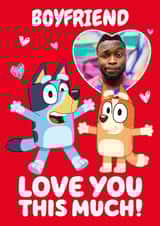 Personalised Valentines Day Photo Card created by Danilo - Cute 'Love You' Personalised Bluey Valentine's Day Photo Card for Boyfriend