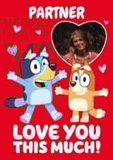 Personalised Valentines Day Photo Card created by Danilo - Cute 'Love You' Personalised Bluey Valentine's Day Photo Card for Partner