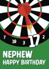 Classic 17th Birthday Card - For Nephew - Dart Board created by Quinton cards