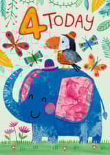 Cute Birthday Card - 4th Birthday - Elephant created by Lindsey Sagar
