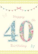 Pretty 40th Birthday Card for her created by Rankidoodle