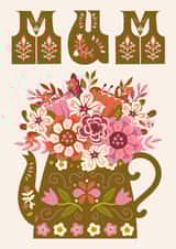 Pretty Mother's Day/Birthday Card - Retro Folk - Flower Bouquet created by Sad Girl Illustration