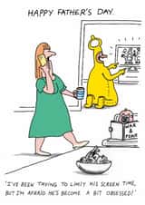 Funny Cartoon Father's Day Card - Screen Time created by Cardinky