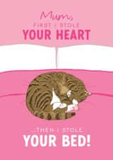 Cute Mother's Day Card - From the Tabby Cat - Stole Your Bed created by The Cake Thief