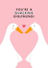Cute Anniversary/Valentine's Day Card - Ducks - You're A Quacking Girlfriend! created by Joanne Hawker
