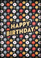Floral Pattern simple "Happy Birthday" Card created by Orca 87