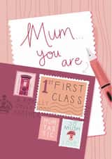 Cute Mother's Day Card - First Class Mum created by Two For Joy Illustration