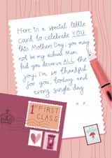 Cute Mother's Day Card - Heartfelt Letter - Non Biological Mum created by Two For Joy Illustration