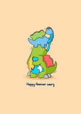 Funny Cute Dinosaur Anniversary Card – Happy Anniver-saury created by Toastedink