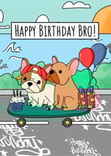 Cute Birthday Card - For Brother - Skateboarding Dogs created by Natalie Tuck
